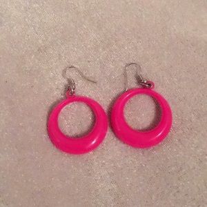 Pink plastic earrings